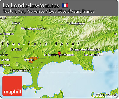 Physical Map of La Londe-les-Maures