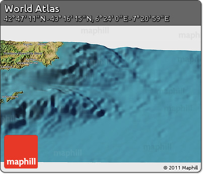 Satellite 3D Map of the Area around 43° 1' 43" N, 6° 52' 30" E