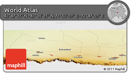 Physical Panoramic Map of the Area around 43° 1' 43" N, 72° 19' 29" E