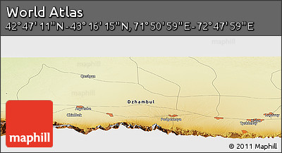 Physical Panoramic Map of the Area around 43° 1' 43" N, 72° 19' 29" E