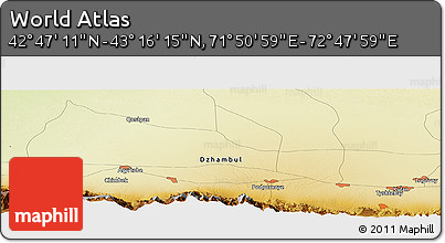 Physical Panoramic Map of the Area around 43° 1' 43" N, 72° 19' 29" E
