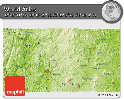 Physical 3D Map of the Area around 43°&nbsp;1'&nbsp;43"&nbsp;N,&nbsp;72°&nbsp;10'&nbsp;30"&nbsp;W
