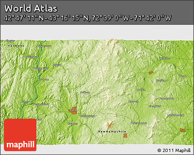 Physical 3D Map of the Area around 43°&nbsp;1'&nbsp;43"&nbsp;N,&nbsp;72°&nbsp;10'&nbsp;30"&nbsp;W