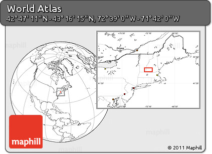 Blank Location Map of the Area around 43° 1' 43" N, 72° 10' 30" W