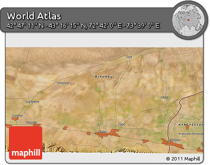 Satellite 3D Map of the Area around 43° 1' 43" N, 73° 10' 30" E