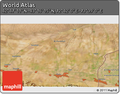 Satellite 3D Map of the Area around 43° 1' 43" N, 73° 10' 30" E
