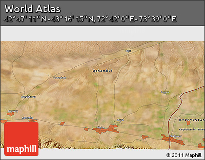 Satellite 3D Map of the Area around 43° 1' 43" N, 73° 10' 30" E