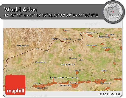 Satellite 3D Map of the Area around 43° 1' 43" N, 74° 1' 30" E