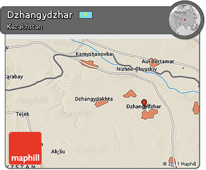 Shaded Relief 3D Map of Dzhangydzhar