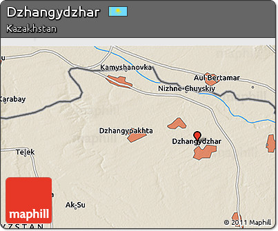 Shaded Relief 3D Map of Dzhangydzhar