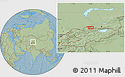 Savanna Style Location Map of Vostok, hill shading