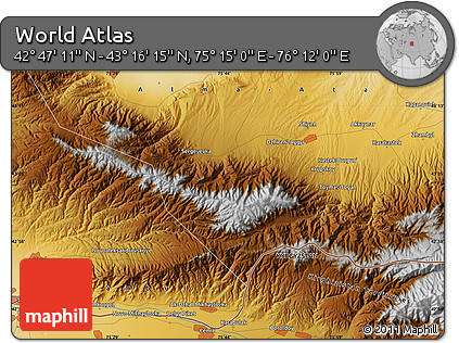 Physical Map of the Area around 43° 1' 43" N, 75° 43' 29" E