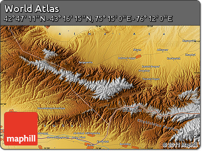 Physical Map of the Area around 43° 1' 43" N, 75° 43' 29" E
