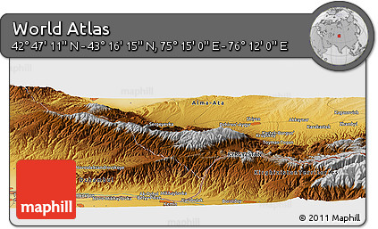 Physical Panoramic Map of the Area around 43° 1' 43" N, 75° 43' 29" E