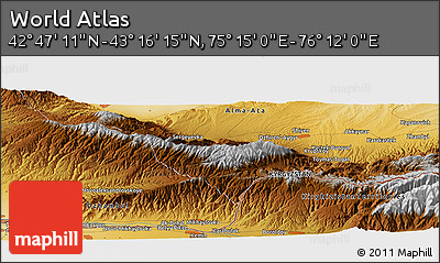 Physical Panoramic Map of the Area around 43° 1' 43" N, 75° 43' 29" E