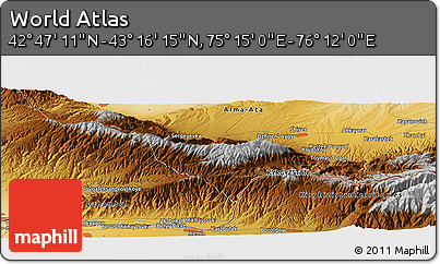 Physical Panoramic Map of the Area around 43° 1' 43" N, 75° 43' 29" E