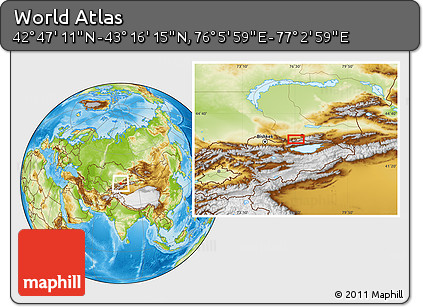 Physical Location Map of the Area around 43° 1' 43" N, 76° 34' 29" E