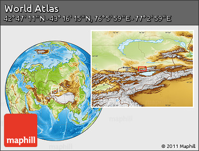 Physical Location Map of the Area around 43° 1' 43" N, 76° 34' 29" E