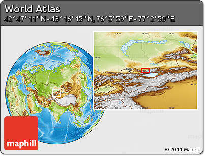 Physical Location Map of the Area around 43° 1' 43" N, 76° 34' 29" E