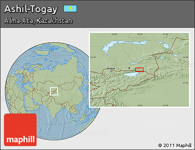 Savanna Style Location Map of Ashil-Togay, hill shading
