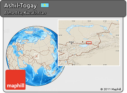 Shaded Relief Location Map of Ashil-Togay