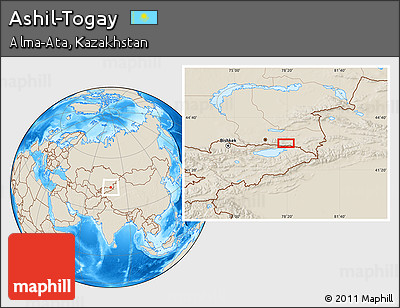 Shaded Relief Location Map of Ashil-Togay