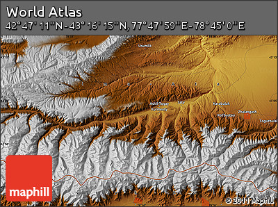 Physical Map of the Area around 43° 1' 43" N, 78° 16' 30" E