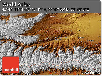 Physical Map of the Area around 43° 1' 43" N, 78° 16' 30" E