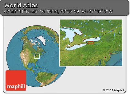 Satellite Location Map of the Area around 43° 1' 43" N, 78° 7' 30" W