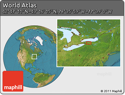 Satellite Location Map of the Area around 43° 1' 43" N, 78° 7' 30" W