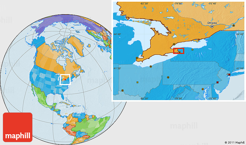 Niagara Falls On World Map Political Location Map Of Niagara Falls