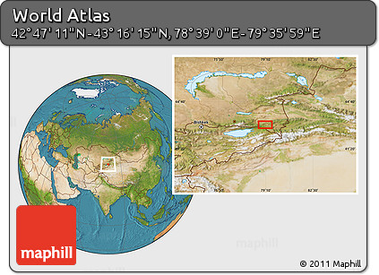 Satellite Location Map of the Area around 43° 1' 43" N, 79° 7' 30" E