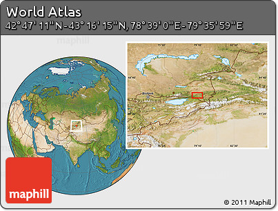 Satellite Location Map of the Area around 43° 1' 43" N, 79° 7' 30" E