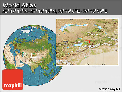 Satellite Location Map of the Area around 43° 1' 43" N, 79° 7' 30" E