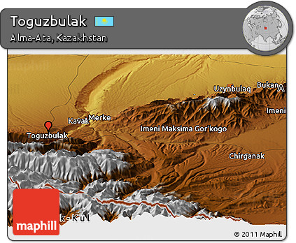 Physical Panoramic Map of Toguzbulak