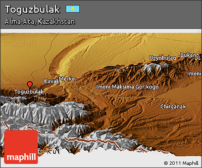 Physical Panoramic Map of Toguzbulak