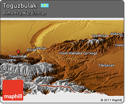 Physical Panoramic Map of Toguzbulak