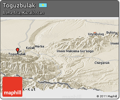 Shaded Relief Panoramic Map of Toguzbulak