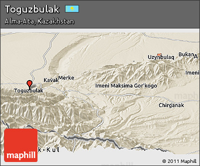 Shaded Relief Panoramic Map of Toguzbulak