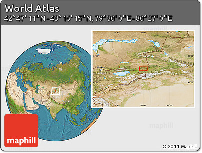 Satellite Location Map of the Area around 43° 1' 43" N, 79° 58' 29" E