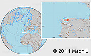 Gray Location Map of the area around 43° 1' 43" N, 7° 34' 30" W