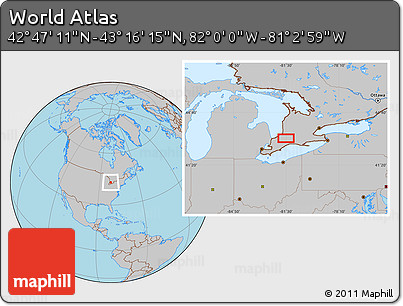 Gray Location Map of the Area around 43° 1' 43" N, 81° 31' 30" W