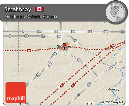 Shaded Relief Map of Strathroy