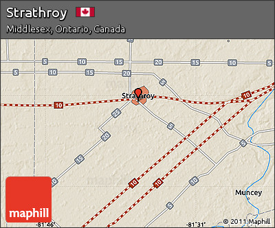 Shaded Relief Map of Strathroy