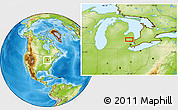 Physical Location Map of the area around 43° 1' 43" N, 83° 13' 29" W