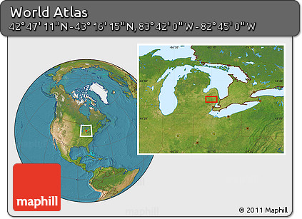 Satellite Location Map of the Area around 43° 1' 43" N, 83° 13' 29" W