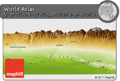 Physical Panoramic Map of the Area around 43° 1' 43" N, 89° 19' 29" E