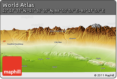 Physical Panoramic Map of the Area around 43° 1' 43" N, 89° 19' 29" E