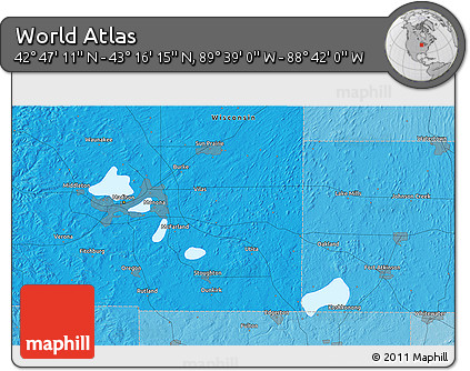 Political 3D Map of the Area around 43° 1' 43" N, 89° 10' 30" W