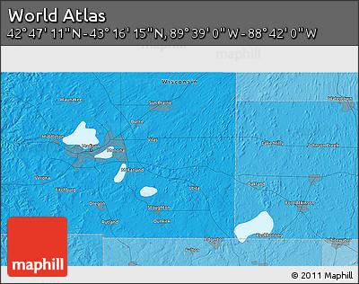 Political 3D Map of the Area around 43° 1' 43" N, 89° 10' 30" W